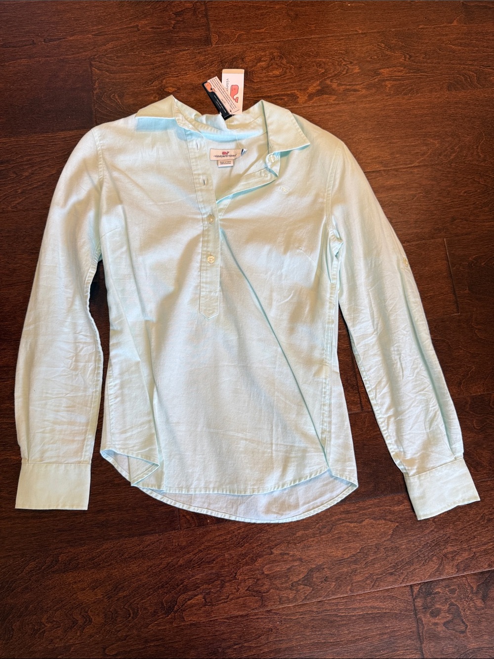 NWT Vineyard Vines Mint Green Long-Sleeve Button Popover